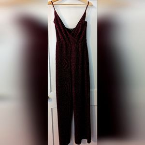 Trixxi burgundy sparkly jumpsuit size medium